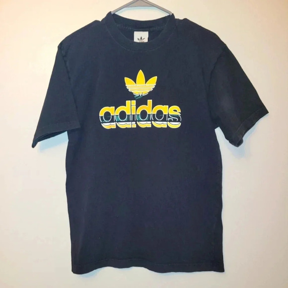adidas Originals Other - Adidas Original Men's Black Tee colorful trefoil yellow green large LOT E21